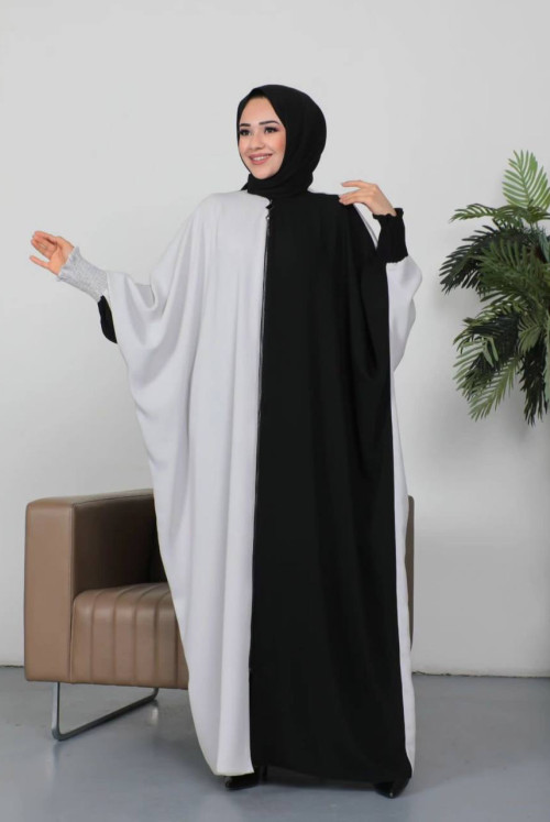 Abaya in white and black kad4